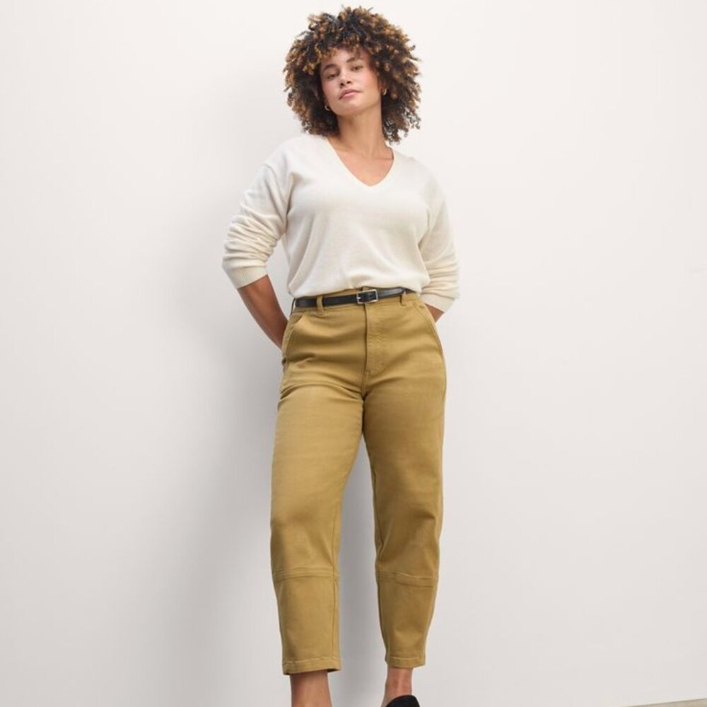 NWT Everlane The Utility Barrel Pant Fennel Seed 0 camel tan high waist trousers